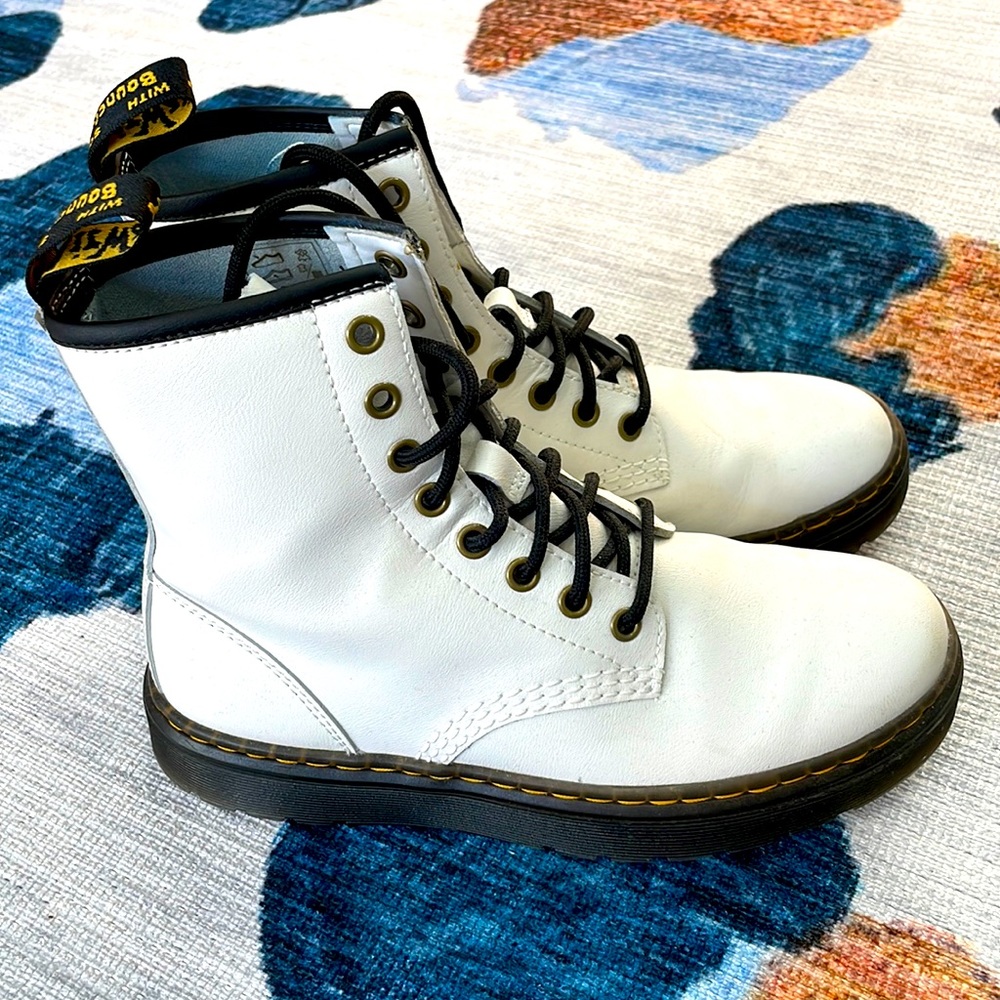 Dr. Martens white leather boots